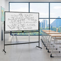 Rolling Double-Sided Magnetic Whiteboard on Wheels with Stand and Aluminum Alloy Frame-Black - Black - Home Office