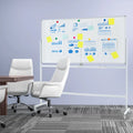 Rolling Double-Sided Magnetic Whiteboard on Wheels with Stand and Aluminum Alloy Frame-White - White - Home Office