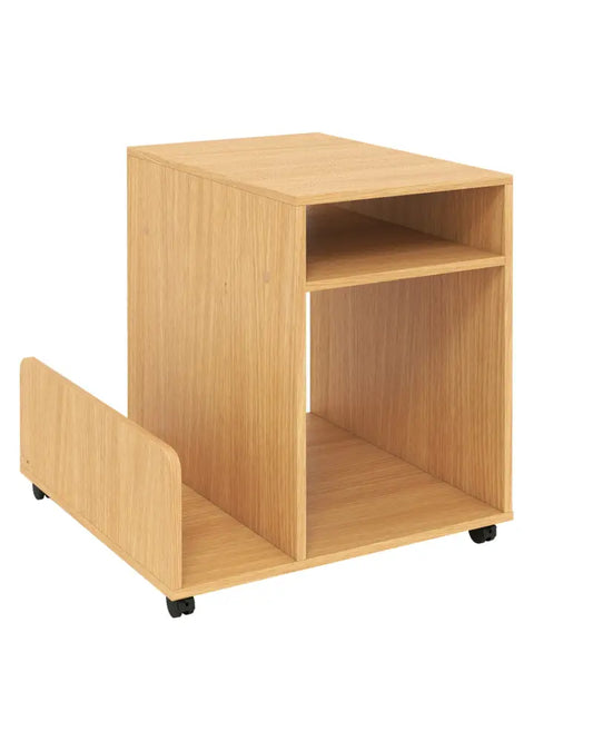 Rolling End Table 3-Tier Mobile Side Table with Side Storage Rack Modern Small Nightstand-Natural - Natural - End &