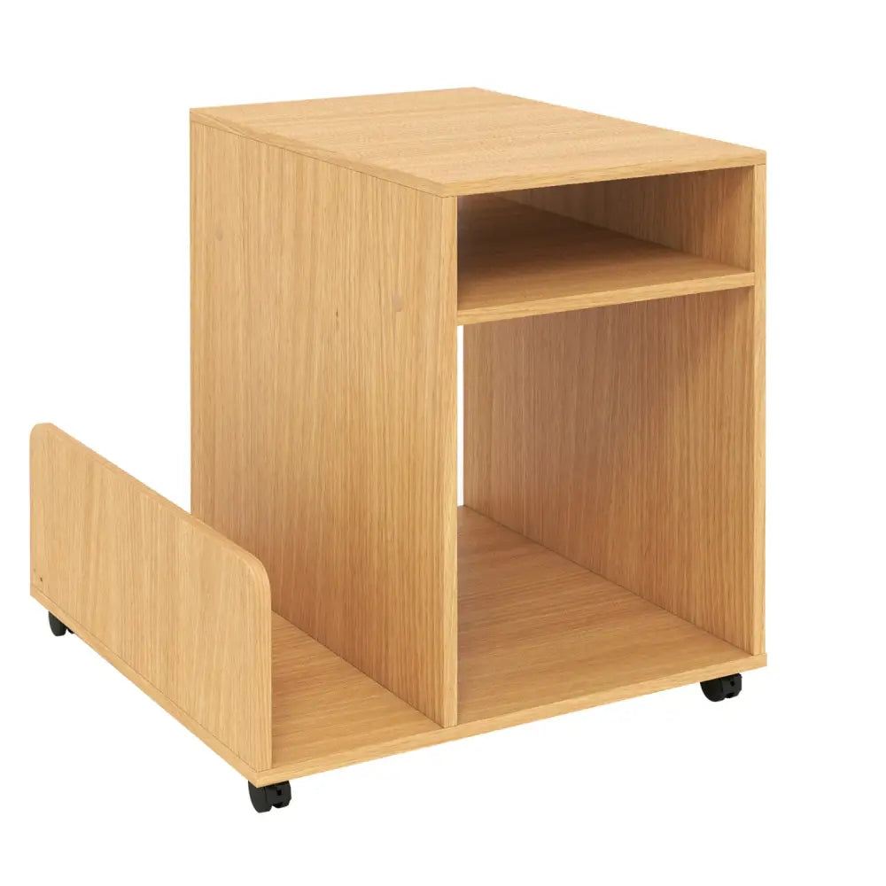 Rolling End Table 3-Tier Mobile Side Table with Side Storage Rack Modern Small Nightstand-Natural - Natural - End &