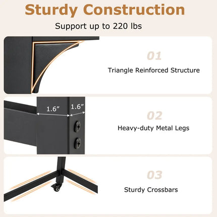 Rolling Home Office Computer Desk with Detachable Fabric Bag-Rustic Brown - Brown - Writing Desks