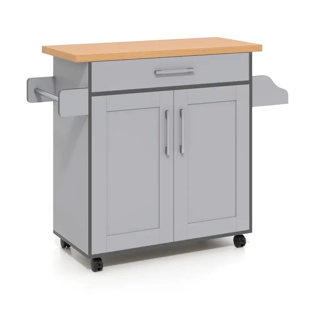 Rolling Kitchen Island Cart with Towel and Spice Rack-Gray - Gray - Kitchen Islands & Carts