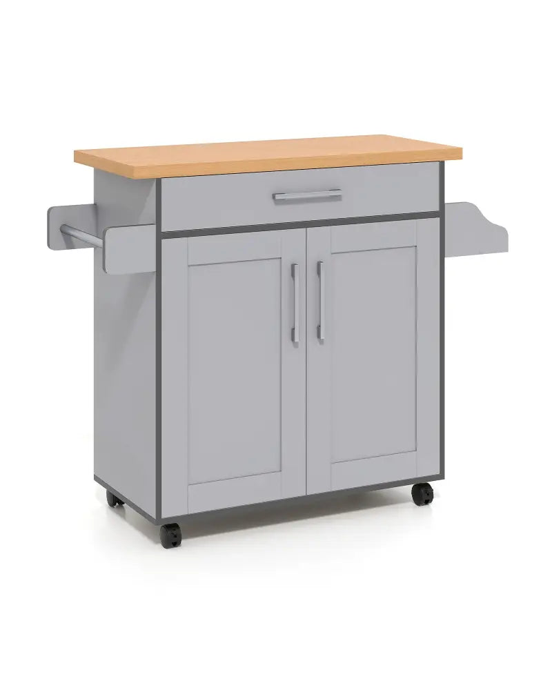 Rolling Kitchen Island Cart with Towel and Spice Rack-Gray - Gray - Kitchen Islands & Carts