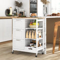 Rolling Kitchen Island Utility Storage Cart-White - White - Kitchen Islands & Carts