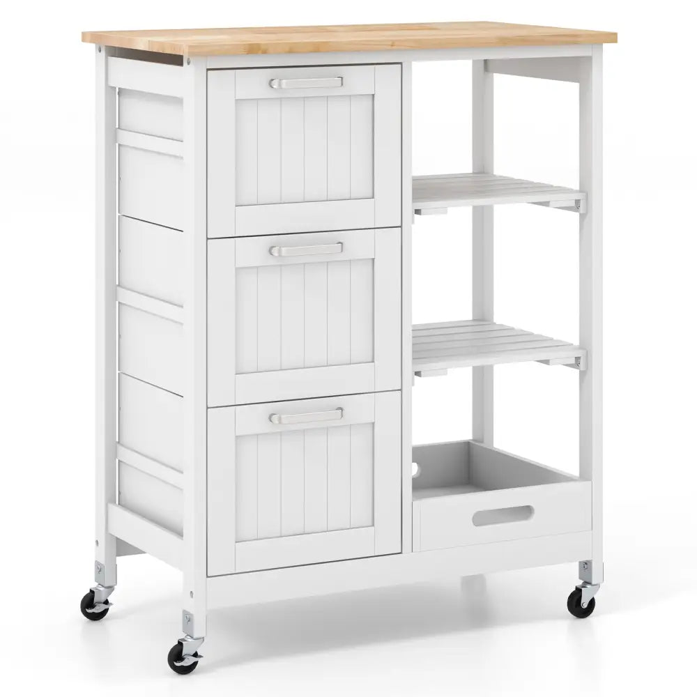 Rolling Kitchen Island Utility Storage Cart-White - White - Kitchen Islands & Carts
