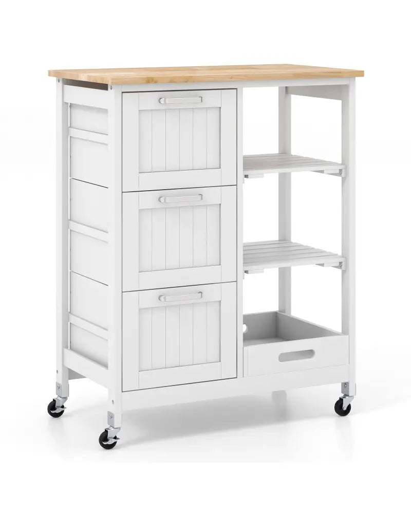 Rolling Kitchen Island Utility Storage Cart-White - White - Kitchen Islands & Carts