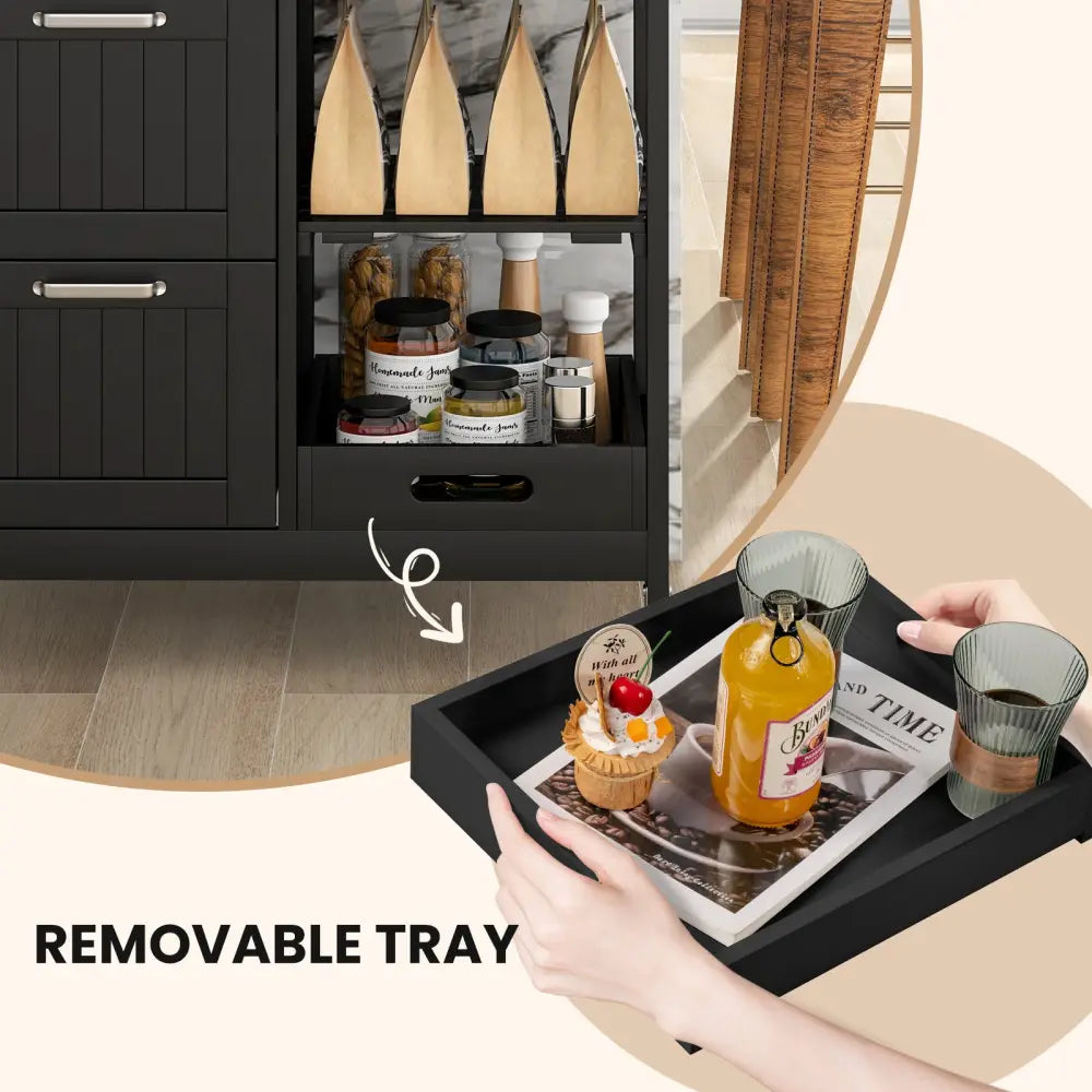 Rolling Kitchen Island Utility Storage Cart with 3 Large Drawers-Black - Black - Kitchen Islands & Carts