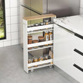 Rolling Kitchen Slim Storage Cart Mobile Shelving Organizer with Handle-White - White - Kitchen Islands & Carts