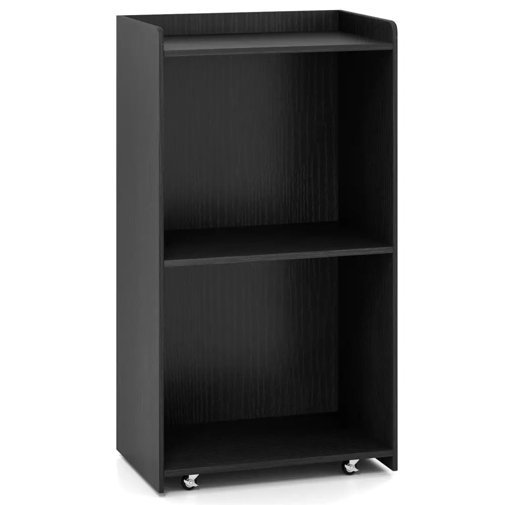 Rolling Podium Stand with 2 Shelves and Lockable Wheels-Black - Black - Cabinets & Chests
