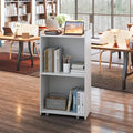 Rolling Podium Stand with 2 Shelves and Lockable Wheels-White - White - Cabinets & Chests