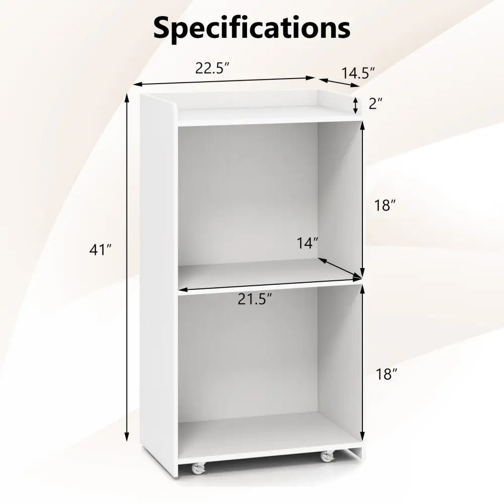 Rolling Podium Stand with 2 Shelves and Lockable Wheels-White - White - Cabinets & Chests