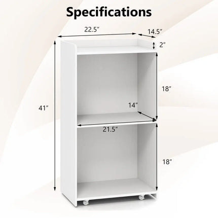 Rolling Podium Stand with 2 Shelves and Lockable Wheels-White - White - Cabinets & Chests