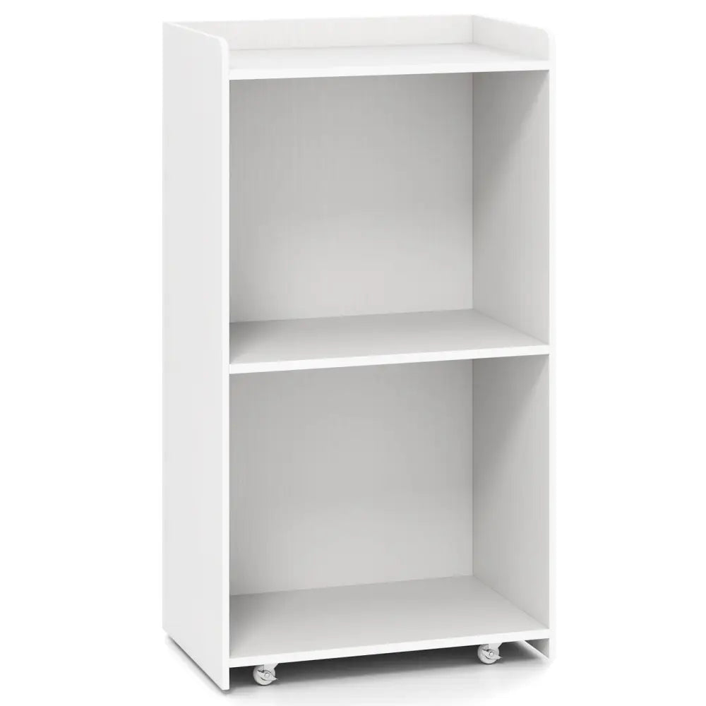 Rolling Podium Stand with 2 Shelves and Lockable Wheels-White - White - Cabinets & Chests