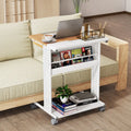Rolling Portable Desk Laptop Desk with Tilting Tabletop Hidden Compartment-Natural - Natural - Computer Desks