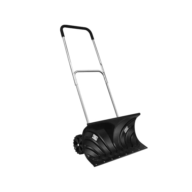 Rolling Snow Pusher Shovel with Adjustable Handle - Black - Snow Removal