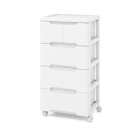 Rolling Storage Cabinet with Universal Wheels and 5/6/7 Drawers-5 Drawers - White - Dressers & Chests