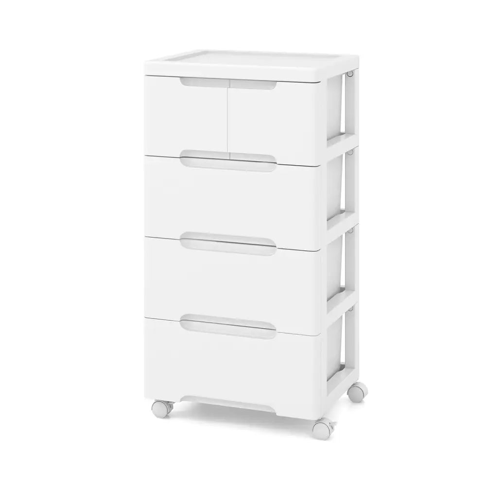 Rolling Storage Cabinet with Universal Wheels and 5/6/7 Drawers-5 Drawers - White - Dressers & Chests