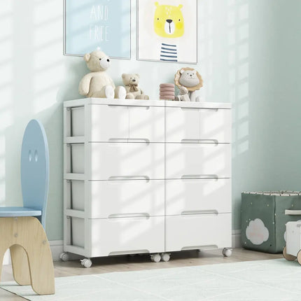 Rolling Storage Cabinet with Universal Wheels and 5/6/7 Drawers-5 Drawers - White - Dressers & Chests