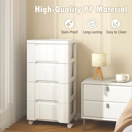 Rolling Storage Cabinet with Universal Wheels and 5/6/7 Drawers-5 Drawers - White - Dressers & Chests