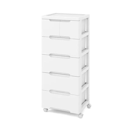 Rolling Storage Cabinet with Universal Wheels and 5/6/7 Drawers-6-Drawer - White - Dressers & Chests