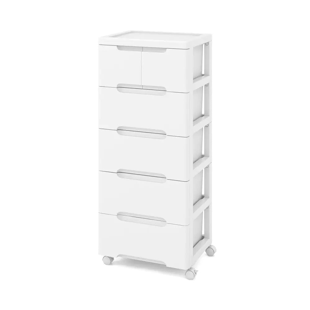 Rolling Storage Cabinet with Universal Wheels and 5/6/7 Drawers-6-Drawer - White - Dressers & Chests
