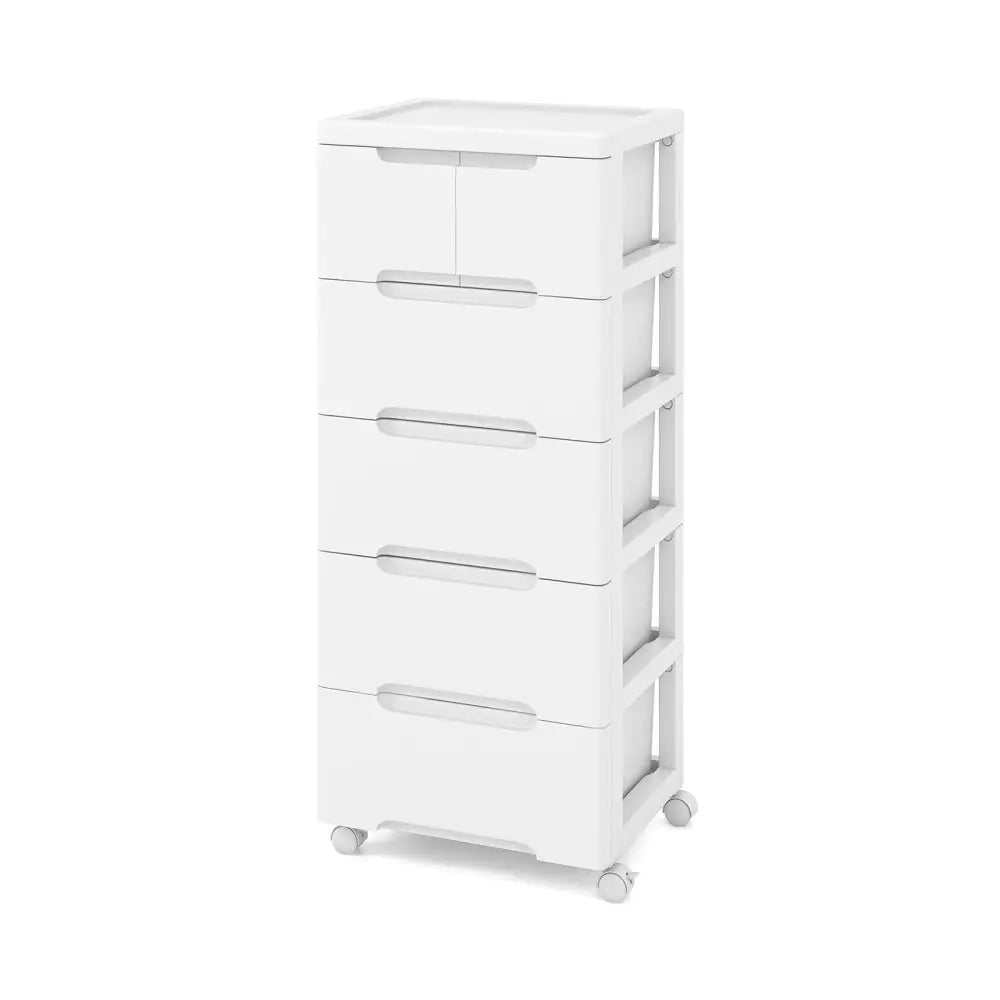 Rolling Storage Cabinet with Universal Wheels and 5/6/7 Drawers-6-Drawer - White - Dressers & Chests