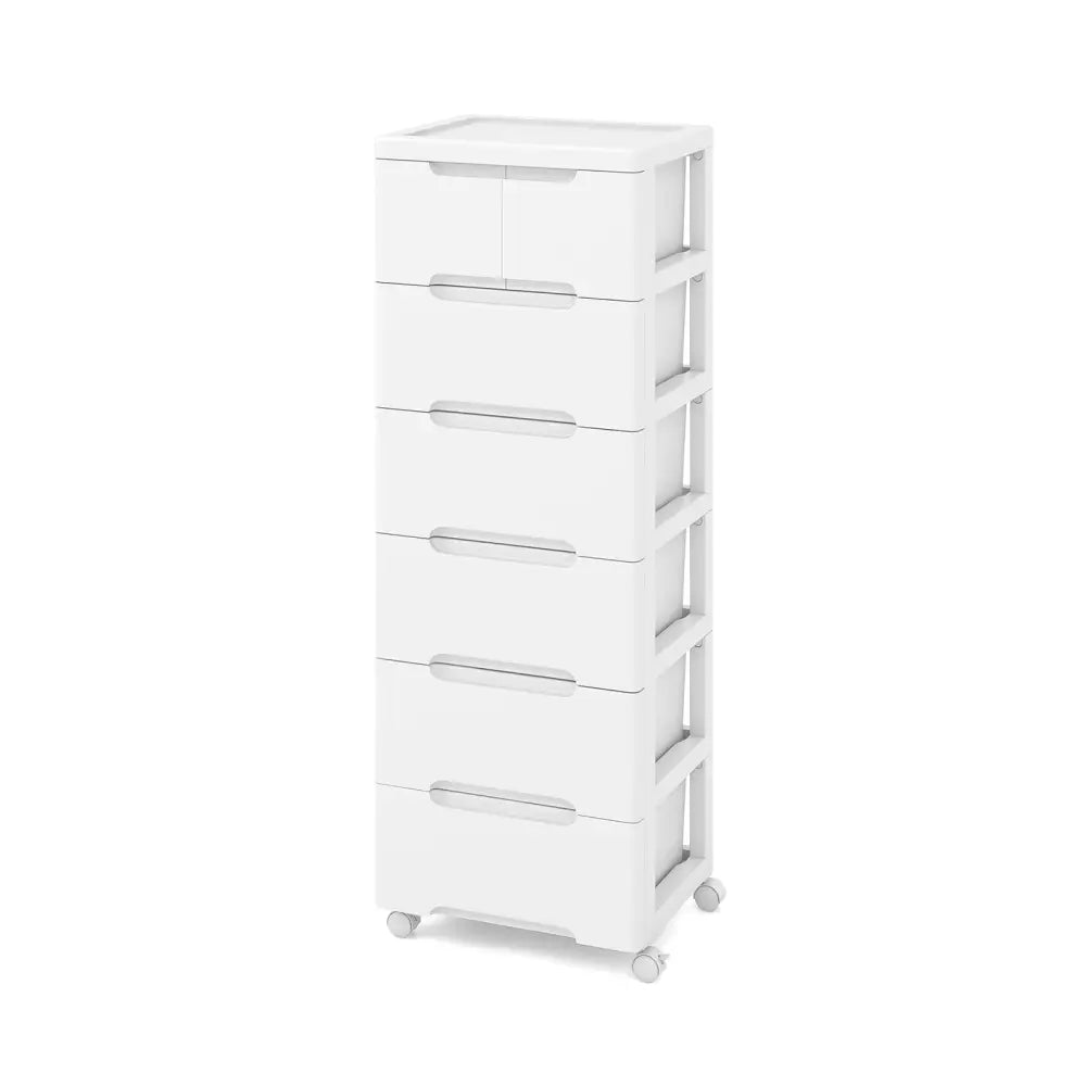Rolling Storage Cabinet with Universal Wheels and 5/6/7 Drawers-7-Drawer - White - Dressers & Chests