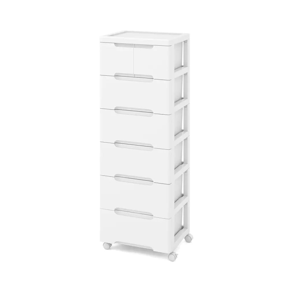 Rolling Storage Cabinet with Universal Wheels and 5/6/7 Drawers-7-Drawer - White - Dressers & Chests