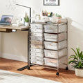 Rolling Storage Cart 15-Drawer Trolley with Chrome Plated Metal Frame-Transparent - Transparent - File Cabinets
