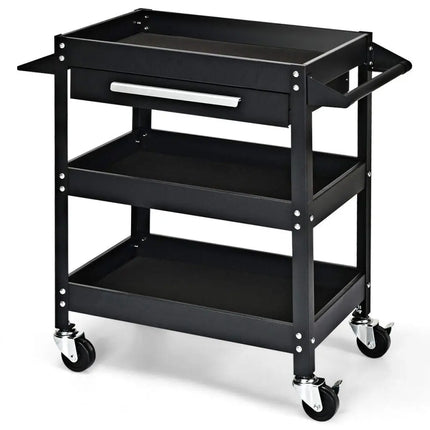 Rolling Tool Cart Mechanic Cabinet Storage ToolBox Organizer with Drawer-Black - Black - Garages