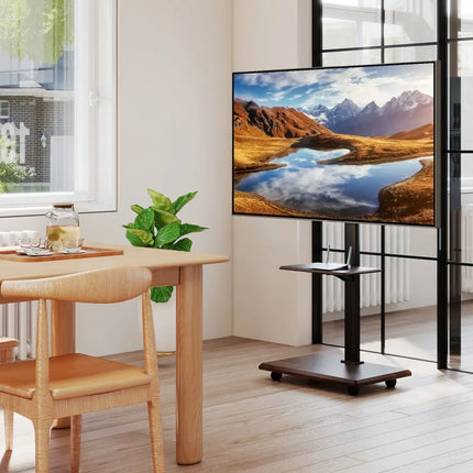 Rolling TV Stand on Wheels Mobile TV Cart for 32-75 Inch TVs Portable AV Cart-Black - Black - Entertainment Centers &