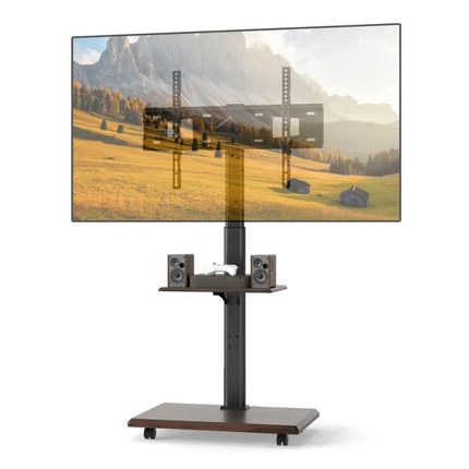 Rolling TV Stand on Wheels Mobile TV Cart for 32-75 Inch TVs Portable AV Cart-Black - Black - Entertainment Centers &