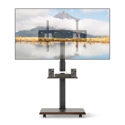 Rolling TV Stand on Wheels Mobile TV Cart for 32-75 Inch TVs Portable AV Cart-Black - Black - Entertainment Centers &