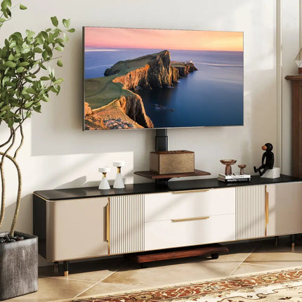 Rolling TV Stand on Wheels Mobile TV Cart for 32-75 Inch TVs Portable AV Cart-Black - Black - Entertainment Centers &