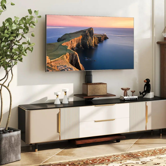 Rolling TV Stand on Wheels Mobile TV Cart for 32-75 Inch TVs Portable AV Cart-Black - Black - Entertainment Centers &