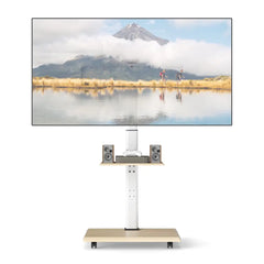 Rolling TV Stand on Wheels Mobile TV Cart for 32-75 Inch TVs Portable AV Cart-Natural - Natural - Entertainment Centers