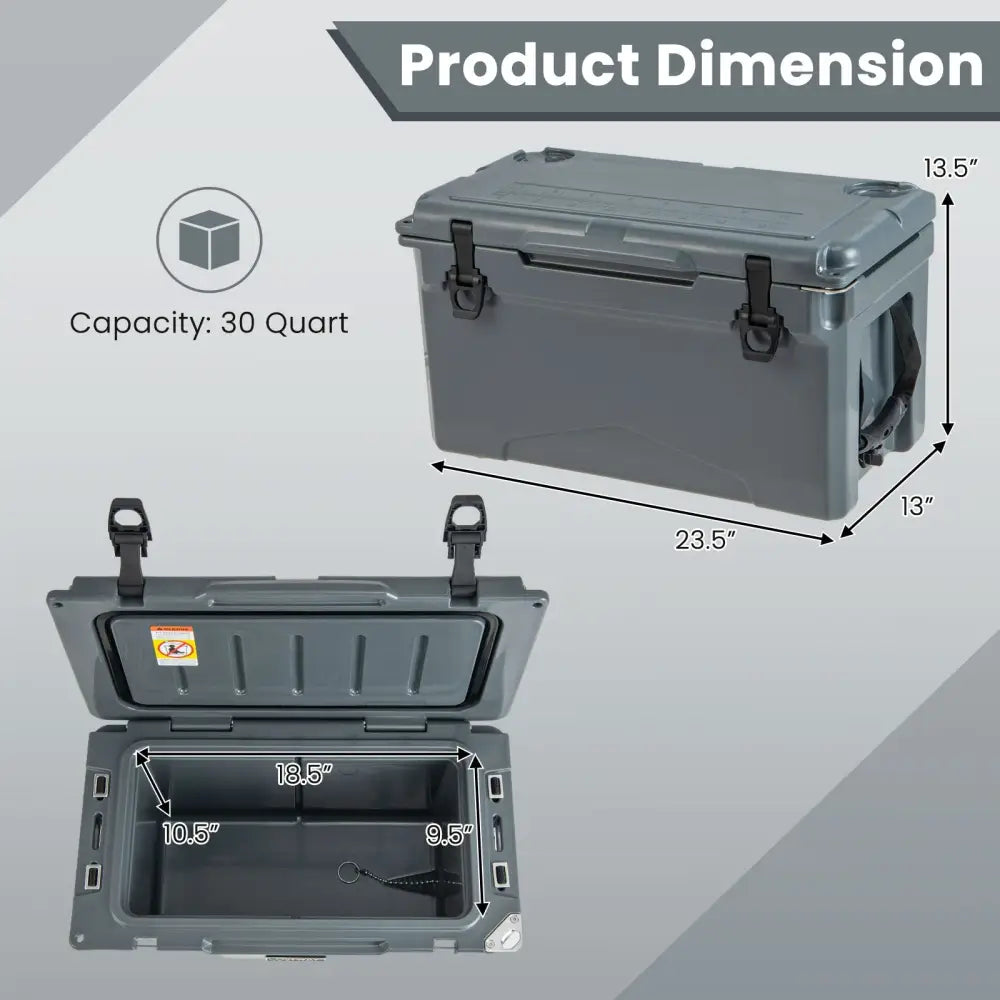 Rotomolded Cooler with Integrated Cup Holders and Bottle Opener-Gray - Gray - Coolers
