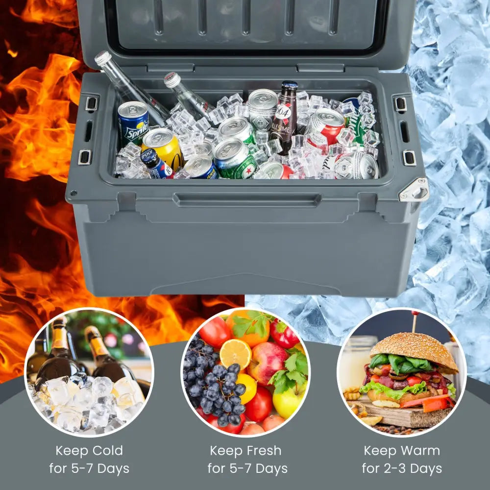 Rotomolded Cooler with Integrated Cup Holders and Bottle Opener-Gray - Gray - Coolers