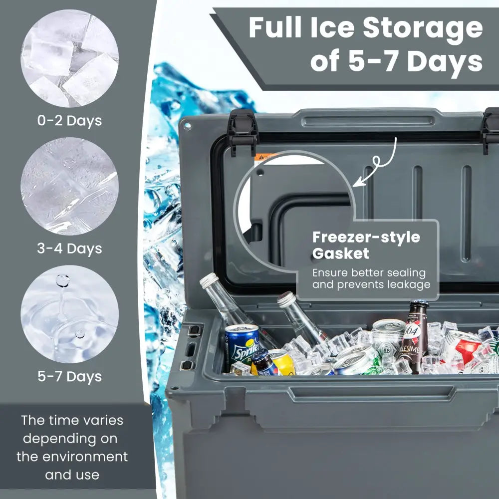 Rotomolded Cooler with Integrated Cup Holders and Bottle Opener-Gray - Gray - Coolers