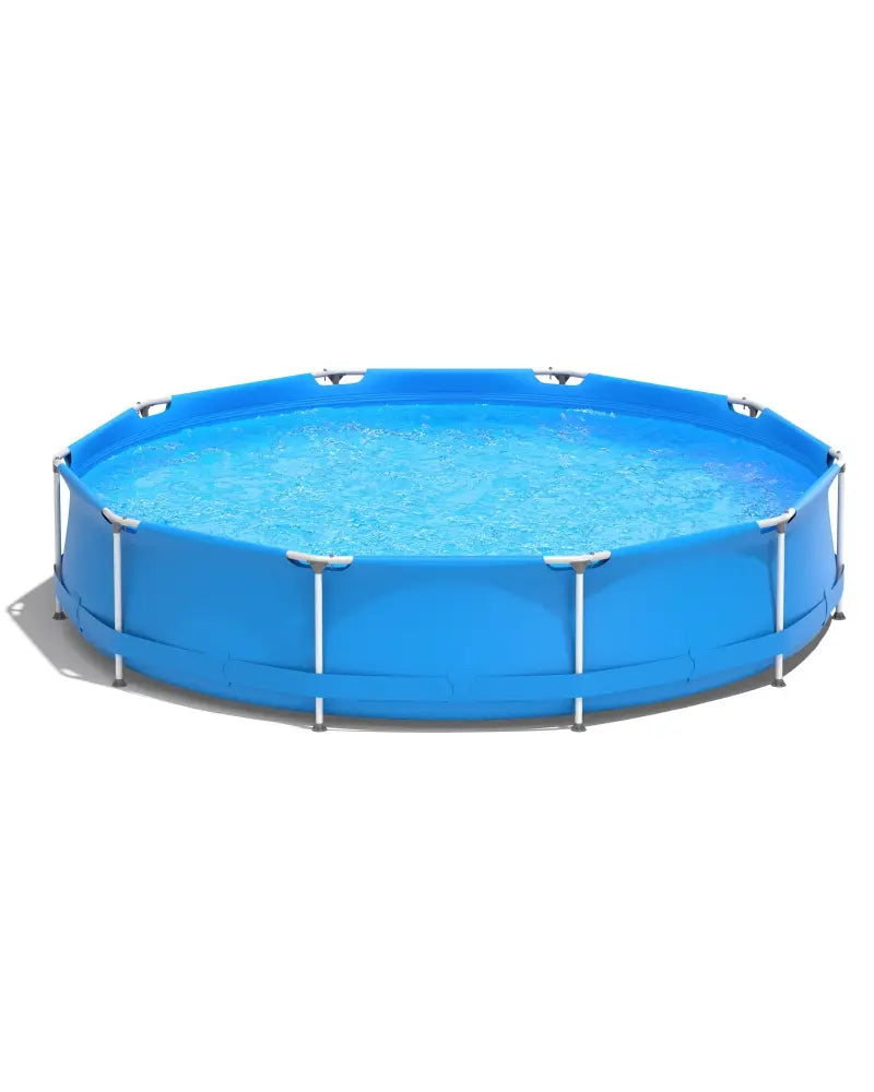 Round Above Ground Swimming Pool With Pool Cover-Blue - Blue - Swimming Pools