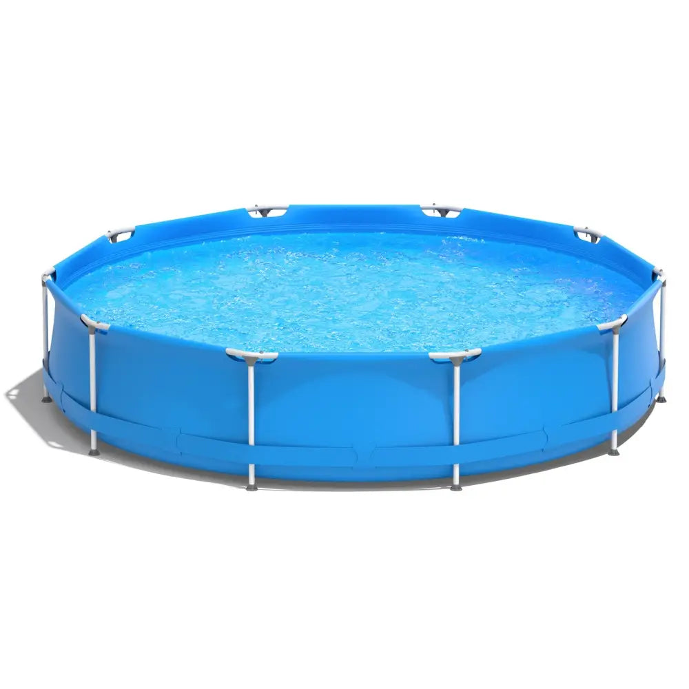 Round Above Ground Swimming Pool With Pool Cover-Blue - Blue - Swimming Pools