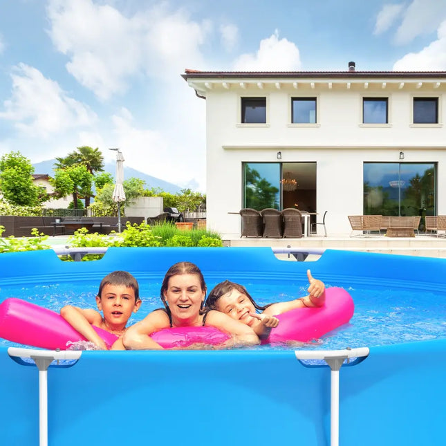 Round Above Ground Swimming Pool With Pool Cover-Blue - Blue - Swimming Pools