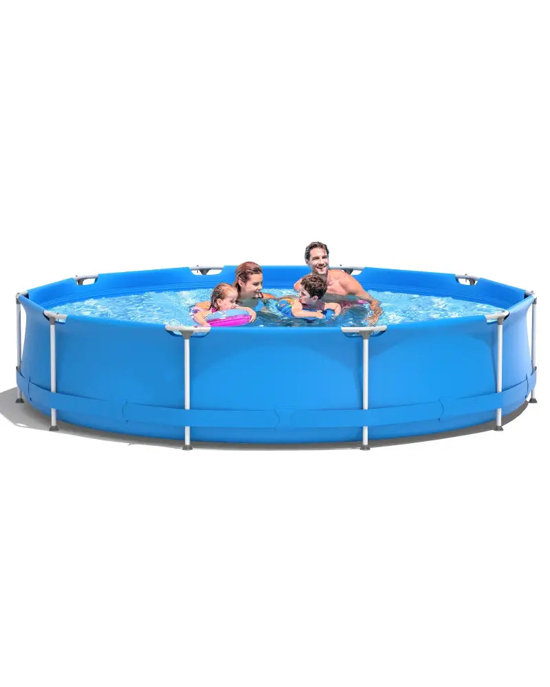Round Above Ground Swimming Pool With Pool Cover-Blue - Blue - Swimming Pools