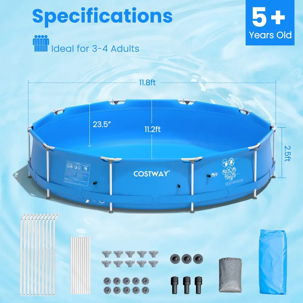 Round Above Ground Swimming Pool With Pool Cover-Blue - Blue - Swimming Pools