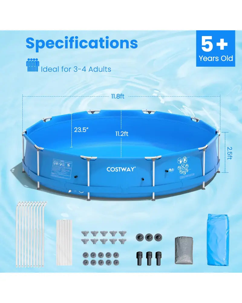 Round Above Ground Swimming Pool With Pool Cover-Blue - Blue - Swimming Pools