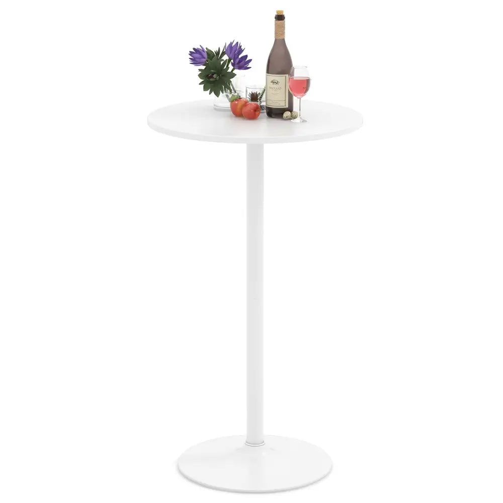 Round Bistro Table 40 Inch Bar Height Tall Coffee Cocktail Table-Set of 1 - White - Bar Tables