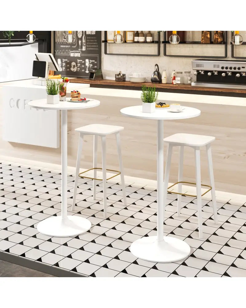 Round Bistro Table 40 Inch Bar Height Tall Coffee Cocktail Table-Set of 1 - White - Bar Tables
