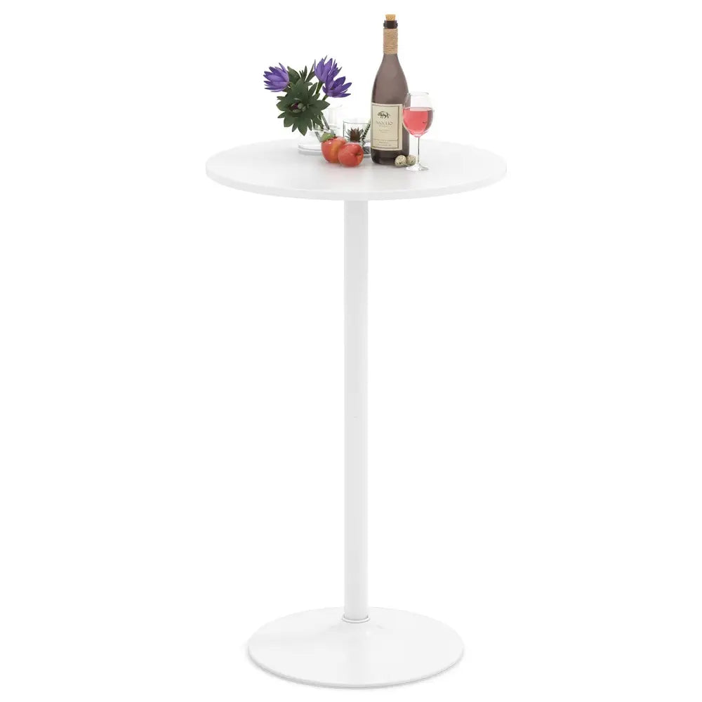 Round Bistro Table 40 Inch Bar Height Tall Coffee Cocktail Table-Set of 1 - White - Bar Tables
