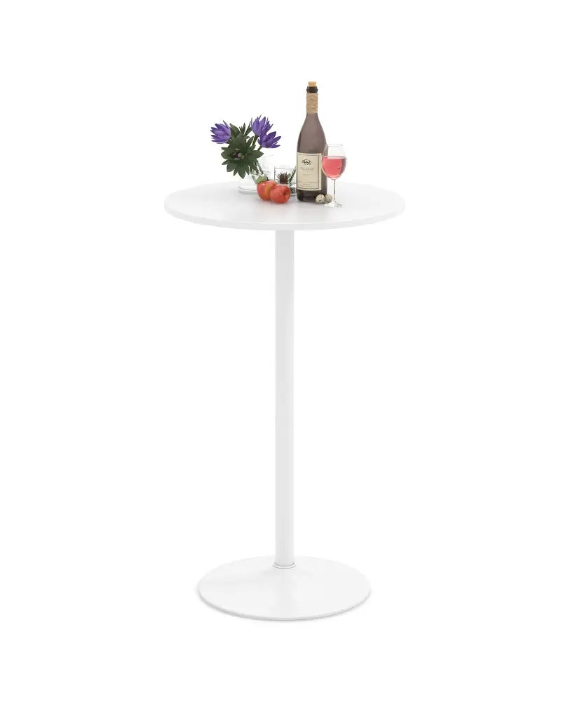 Round Bistro Table 40 Inch Bar Height Tall Coffee Cocktail Table-Set of 1 - White - Bar Tables
