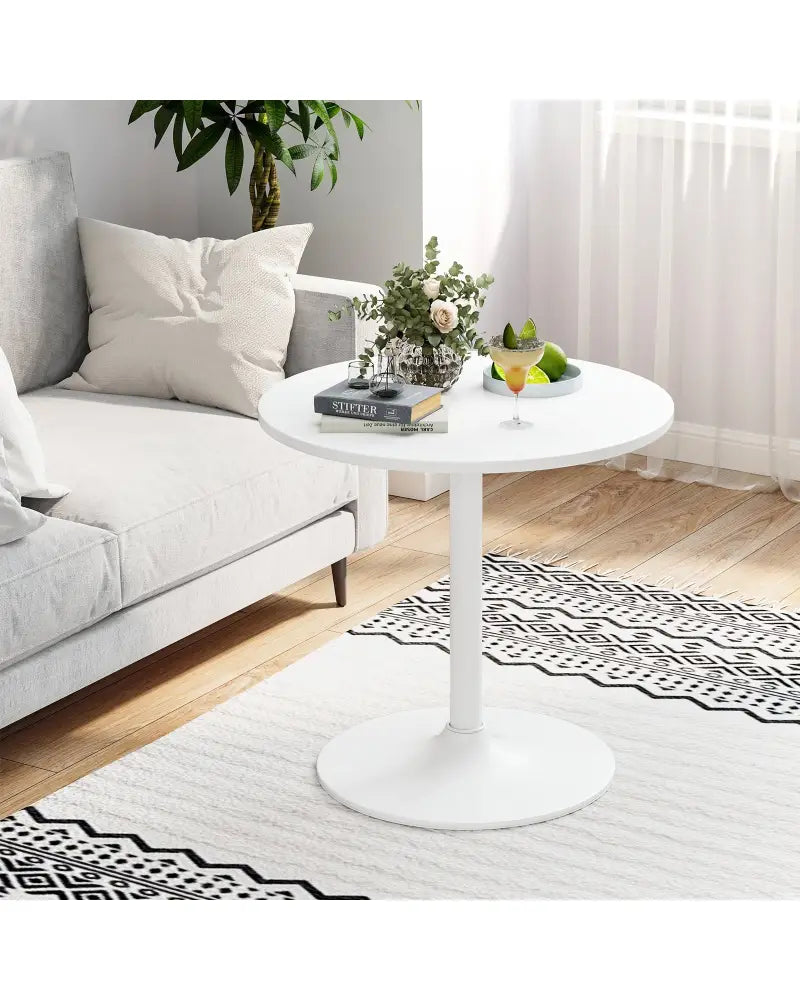Round Bistro Table 40 Inch Bar Height Tall Coffee Cocktail Table-Set of 1 - White - Bar Tables